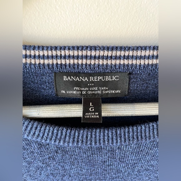 Banana Republic Men's Blue Crewneck Sweater SZ L -cotton/silk/cashmere- preppy - Picture 4 of 8